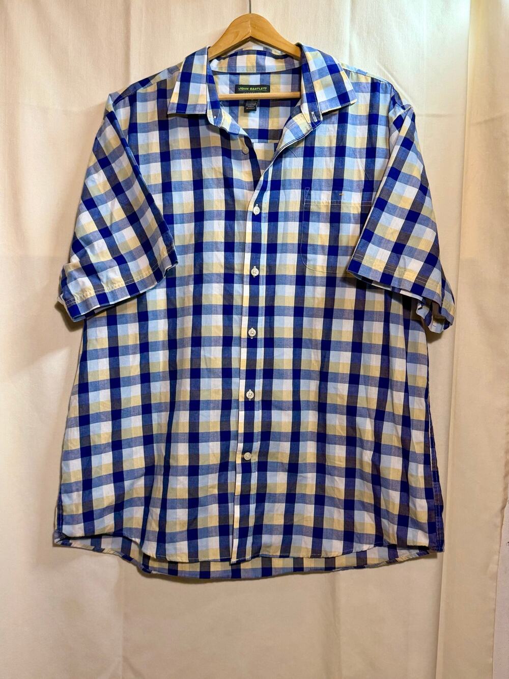 John Bartlett Blue & Yellow Plaid Shirt Men’s Size XL.